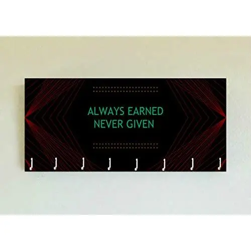 Race Medal Holder/Running Medal Hanger ALWAYS EARNED NEVER GIVEN- Wood Wall Mounted Medal Organizer. CUSTOMIZATION Available