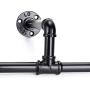 Sumnacon Wall-Mounted Industrial Double Pipe Clothes Bar with Screws, Rustic State Metal Coat Hanger, Garment Holder Rack for Bathroom Cabinet Boutique Clothing Store, Black