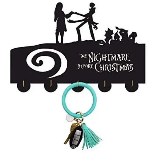 The Nightmare Before Christmas Key Hooks Wall Hooks Heavy Duty 11LB(Max) Wall Décor Wood Coat Hooks Key Holder Key Hanger for Wall Entryway and Kitchen N2