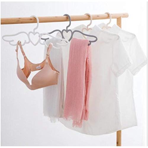 10pcs Random Color Fly Angel Plastic Clothes Shirts Hanger, Cute Pretty White Grey Loving Heart Scarf Underwear Dress Hanger Rack