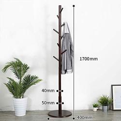 GGYDD Wooden Free Standing Coat Rack, Entryway Hall Tree Coat Hanger with Solid Round Base for Hat,Clothes,Purse,Scarves,Umbrella-Brown 40x170cm(16x67inch)