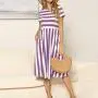 Kauneus ???????? Womens Summer Short Sleeve Striped Color Block High Waist Beach Maxi Dress with Pockets