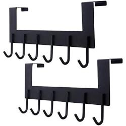 Dseap Over The Door Hanger Hook, Towel Rack, Coat Rack for Clothes Hat Towel Bathroom, Black, 2 Packs