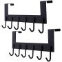Dseap Over The Door Hanger Hook, Towel Rack, Coat Rack for Clothes Hat Towel Bathroom, Black, 2 Packs