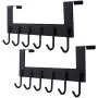 Dseap Over The Door Hanger Hook, Towel Rack, Coat Rack for Clothes Hat Towel Bathroom, Black, 2 Packs