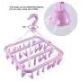 EBTOOLS 32 Clips Folding Drying Rack Portable Clothes Clip Hanger Dryer Windproof Socks Underwear Rotatable Children for Both Family and Travel Use(Purple)