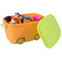 Stackable Toy Storage Boxes with Wheels, Set of Small and Large, Orange