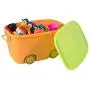 Stackable Toy Storage Boxes with Wheels, Set of Small and Large, Orange Stackable Toy Storage Boxes with Wheels, Set of Small and Large, Orange