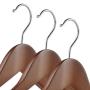 Casafield - 6 Walnut Wide Shoulder Wooden Suit Hangers - Premium Lotus Wood, Non-Slip Pant Bar & Chrome Swivel Hook for Dress Clothes, Coats, Jackets, Pants, Shirts, Skirts