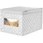 mDesign Soft Stackable Fabric Closet Storage Organizer Holder Boxes - Clear Window, Attached Hinged Lid, for Child/Kids Room, Nursery, Playroom - Polka Dot Print - Large - Gray with White Dots mDesign Soft Stackable Fabric Closet Storage Organizer Holder Boxes - Clear Window, Attached Hinged Lid, for Child/Kids Room, Nursery, Playroom - Polka Dot Print - Large - Gray with White Dots