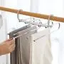 HJYPYJ Magic Hanger,Adjustable Folding Hanger,Multi-Layer Storage Stainless Steel + PP + PVC Trouser Hangers,Suitable for Storage,Drying Not Easily Deformed/Gray / 2 pcs