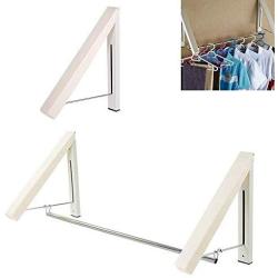 bossMA Wall-Mount Laundry Drying Rack IndoorRetractable Folding Hidden Clothes Hanger, Hanging Coat Shirt Pants Space Saving Home Bedroom Use (2 Hanger + 1 Tube)