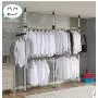 Estink Garment Rack, Portable Indoor Garment Hanger Tools Heavy-Duty Adjustable DIY Coat Hanger Clothes Wardrobe 3 Poles 4 Bars Home Hanging Rack