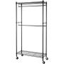 AmazonBasics Double Hanging Rod Garment Rolling Closet Organizer Rack, Black