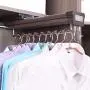 Pull Out Clothes Hanger Rail Sliding Rail with Damper Extendable Organizer Rack for Wardrobe-18inch
