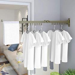 QFFL Balcony Folding Drying Rack, Retractable Small Clothes Rail, Push-Pull Drying Rack, Invisible Drying Rack, for Bedroom Outside The Bedroom Foyer 4 Colors Hangers (Color : Champagne)