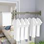 QFFL Balcony Folding Drying Rack, Retractable Small Clothes Rail, Push-Pull Drying Rack, Invisible Drying Rack, for Bedroom Outside The Bedroom Foyer 4 Colors Hangers (Color : Champagne) QFFL Balcony Folding Drying Rack, Retractable Small Clothes Rail, Push-Pull Drying Rack, Invisible Drying Rack, for Bedroom Outside The Bedroom Foyer 4 Colors Hangers (Color : Champagne)