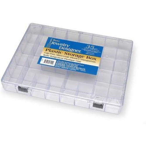 Darice Clear Plastic Storage Boxes ? 35 Separate Compartments ? Perfect Way to Organize Beads, Jewelry Making and Craft Supplies, Earrings and More ? Securely Snaps Shut, 11 ?” x 8 ?” x 1 ?”