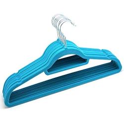 WeiJX Clothes Hangers Velvet Hangers Home Premium Heavy Duty Non Slip Suit Clothes Hanger Hook Swivel Ultra Thin Non-Slip Space Saving Design Excellent or Men and Women,Blue，10pcs