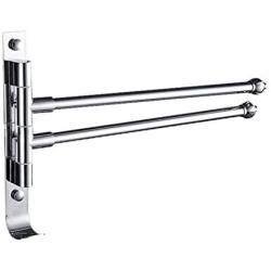 Asnlove Wall Mounted Swivel Towel Bar- Stainless Steel Bathroom Towel Rack Hanger- Kitchen Towel Dish Cloths Holder Organizer- Rotating Space Saver Towel Rack with Hook(2 Bar)