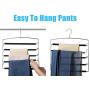 BKONY Pants Hangers 5 Layers Stainless Steel Non-Slip Foam Padded Swing Arm Space Saving Clothes Slack Hangers Closet Storage Organizer for Pants Jeans Trousers Skirts Scarf Ties Towels