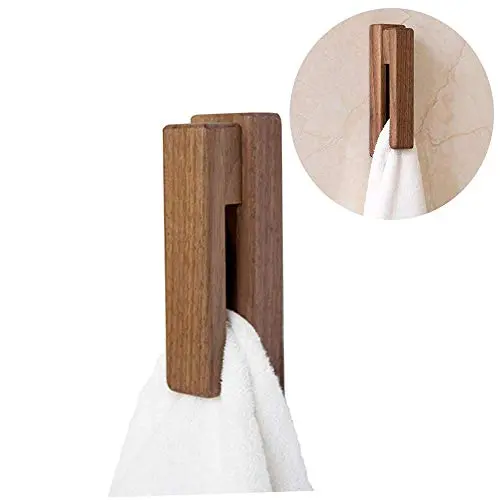 S&T new life Wood Adhesive Wall Door Hook Robe Towel Hook Holder Coat Cloth Hangers Closet Storage Organizer Home Kitchen Bathroom Hook (Black Walnut) S&T new life Wood Adhesive Wall Door Hook Robe Towel Hook Holder Coat Cloth Hangers Closet Storage Organizer Home Kitchen Bathroom Hook (Black Walnut)