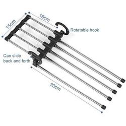 5pcs Random Color Stainless Steel Clothes Hanger Wardrobe Magic Hanger Multi-Layer Pants Rack Shelf Wardrobe Storage Organizer Closet Space Saver