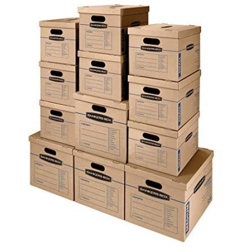 Bankers Boxes SmoothMove Classic Moving Kit Boxes, Tape-Free Assembly, Easy Carry Handles