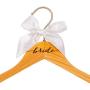 VAIEER Personalized Laser Engraved Wedding Bride and Groom Hangers with Black Ribbon and White Ribbon Custom Wood Clothes Hangers Garment (Bride)
