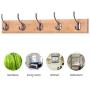 Wall Mounted Clothes Hanger Coat Rack Bamboo Robe Towel Keys Holder 5 Hooks 24inches Bamboo Natural