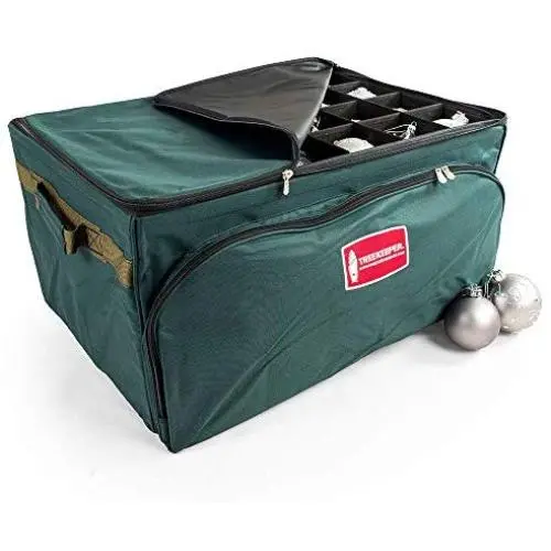 TreeKeeper (Green Christmas Ornament Storage Boxes with Dividers) - Deluxe Ornament Keeper - Holds 72 Ornaments up to 4 Inches in Diameter | 3 Removable Trays with Separators | Acid-Free Fabric Lining TreeKeeper (Green Christmas Ornament Storage Boxes with Dividers) - Deluxe Ornament Keeper - Holds 72 Ornaments up to 4 Inches in Diameter | 3 Removable Trays with Separators | Acid-Free Fabric Lining