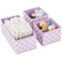 mDesign Soft Stackable Fabric Closet Storage Organizer Holder Boxes - Clear Window, Attached Lid, for Child/Kids Room, Nursery - Polka Dot Print - Set of 12 - Light Purple/White