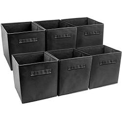 Sorbus Foldable Storage Cube Basket Bin (6 Pack, Black)