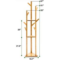 Eight24hours Bamboo Tree Garment Clothes Coat Hat Umbrella Portable Hanger Stand Rack Only