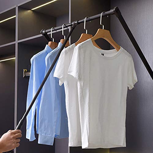 Lift Pull Down Hanger Rod,Adjustable Width Clothes Rack Clothes,Hanger Rail for Cabinet Soft Return (Brown) (Size : 450-600mm)