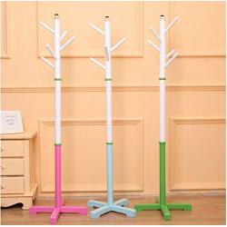 Wooden Children Clothes Hanger with 5 Hooks Pencil Shape Coat Rack, Floor Standing Clothes Rack Folding Shelf for Kids 133cm Random Color