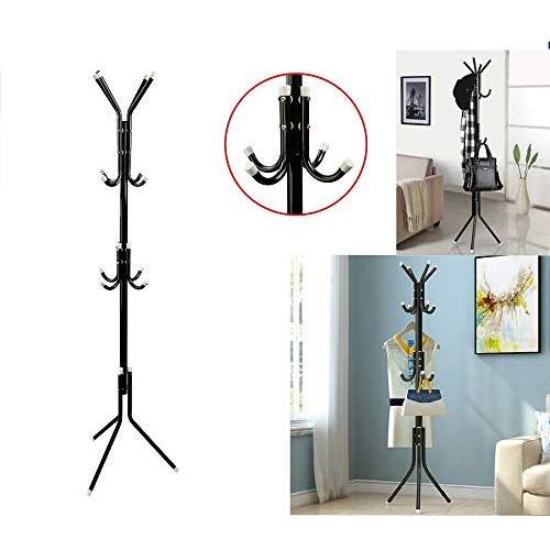 Elegant Coat Rack Hat Stand Tree for Clothes Hanger Umbrella with Holder 12 Hooks Metal Organizer