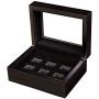 RECHIATO Sports Ring Display Case Sports Ring Storage Boxes Wooden Black Velvet Lining Flat