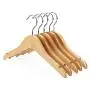 Nature Smile Kids Baby Children Toddler Wooden Shirt Coat Hangers with Notches and Anti-Rust Chrome Hook Pack of 10 (Natural)