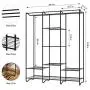 LANGRIA Large Free-Standing Closet Garment Rack Made of Sturdy Iron with Spacious Storage Space, 8 Shelves, Clothes Hanging Rods, Heavy Duty Clothes Organizer for Bedroom, Entryway (Black)