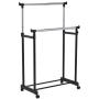 Portable Double Rail Adjustable Garment Rack Rolling Clothes Hanger Heavy Duty New #560