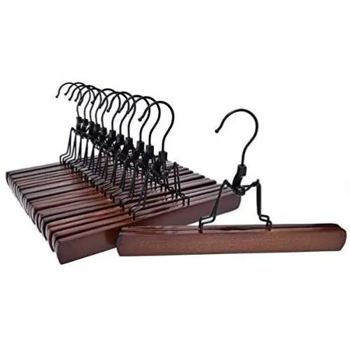 JS HANGER Skirt Hangers Non-Slip Wooden Collection Slack Hangers, Retro Finish, 12-Pack JS HANGER Skirt Hangers Non-Slip Wooden Collection Slack Hangers, Retro Finish, 12-Pack
