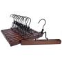 JS HANGER Skirt Hangers Non-Slip Wooden Collection Slack Hangers, Retro Finish, 12-Pack