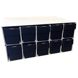 Card Penthouse House Storage Boxes - with 10 800-Count Black Vertical Storage Boxes