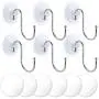 Suction Cups 1.8 Inches with Nano Double Sided Tape Window Suction Cups Suction Hooks for Home Bathroom Kitchen Wall (Transparency, 6Pack S Hook)