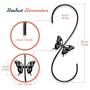 TopWoot Attractive Bird Feeders Hanger 12-Inch, 2PCS Metal Hummingbird Feeders Hook, Outdoor Steel S Hook with Butterfly Design, for Hanging Plant, Wind Chimes, Lanterns (Black)