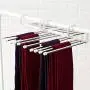 Bluefringe Pants Hangers Space Saving - 5 Layers Stainless Steel Multi Trouser Hangers Rack for Pants Slack Jeans Towel Scarf Ties Belts Clothes Storage (1 Pcs)