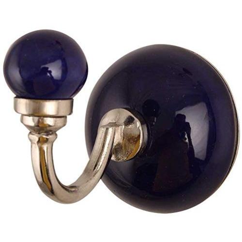 Indianshelf Handmade 1 Artistic Vintage Blue Ceramic Solid Key Hooks Holders/Wall Hooks for Towels