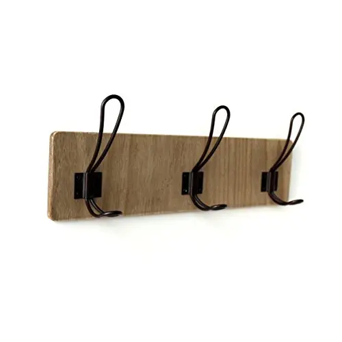 CVHOMEDECO. Country Distressed Entryway Wooden Hook Wall Mount or Door Hanger Clothes Coat Hooks Towel Hat Scarf Bags Rack with Triple Metal Iron Hooks. Light Walnut Color, 15-3/4 X 5-3/4 X 1-1/2 Inch CVHOMEDECO. Country Distressed Entryway Wooden Hook Wall Mount or Door Hanger Clothes Coat Hooks Towel Hat Scarf Bags Rack with Triple Metal Iron Hooks. Light Walnut Color, 15-3/4 X 5-3/4 X 1-1/2 Inch