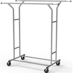 Simple Houseware Heavy Duty Double Rail Clothing Garment Rack, Chrome